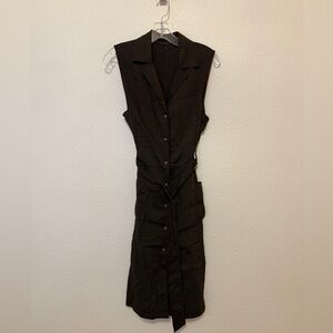 Theory Black Dress W/Belt & Button Detail Sz 12